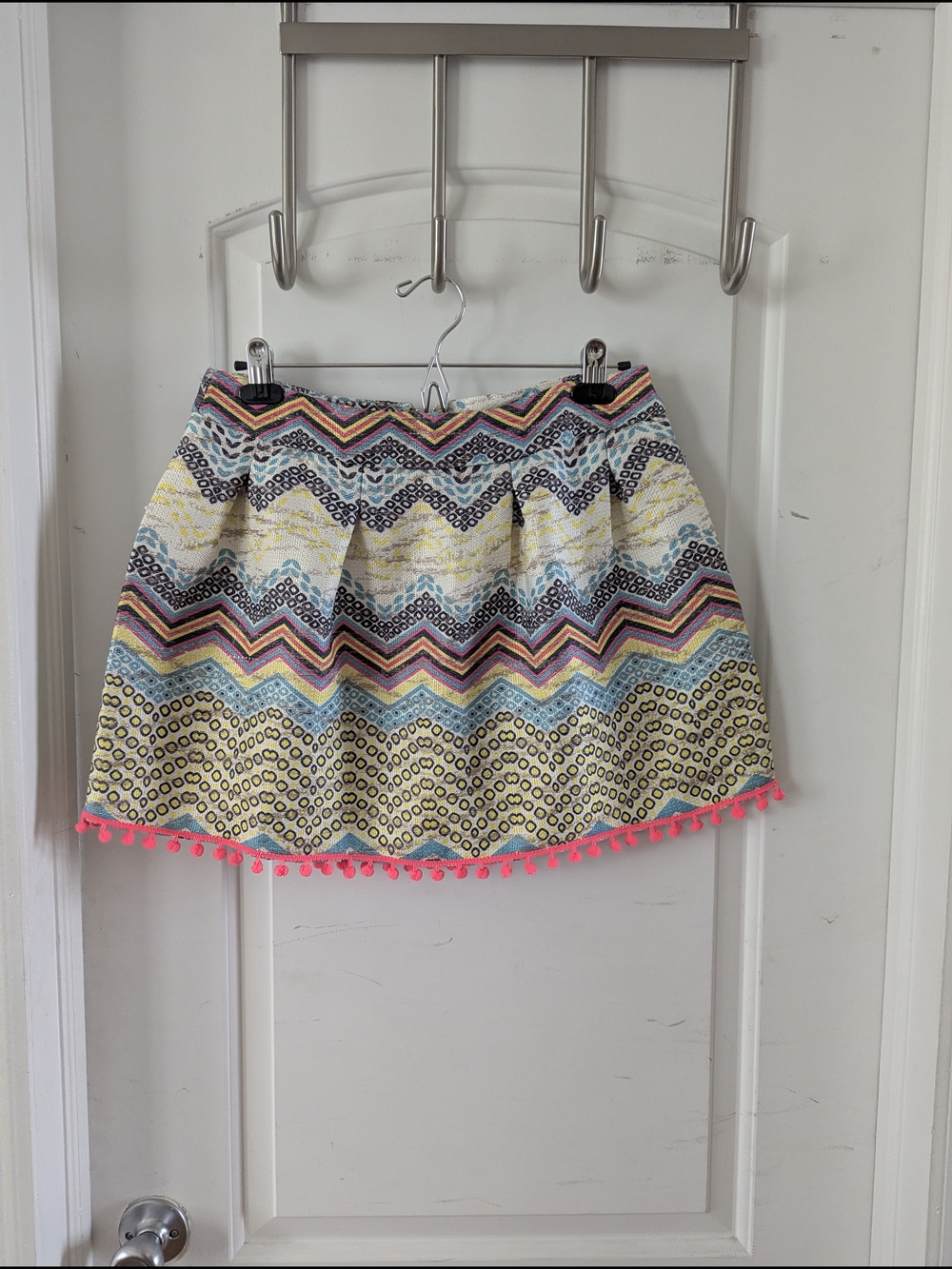 Pom-Pom Trim Mini Skirt in Multicolor
